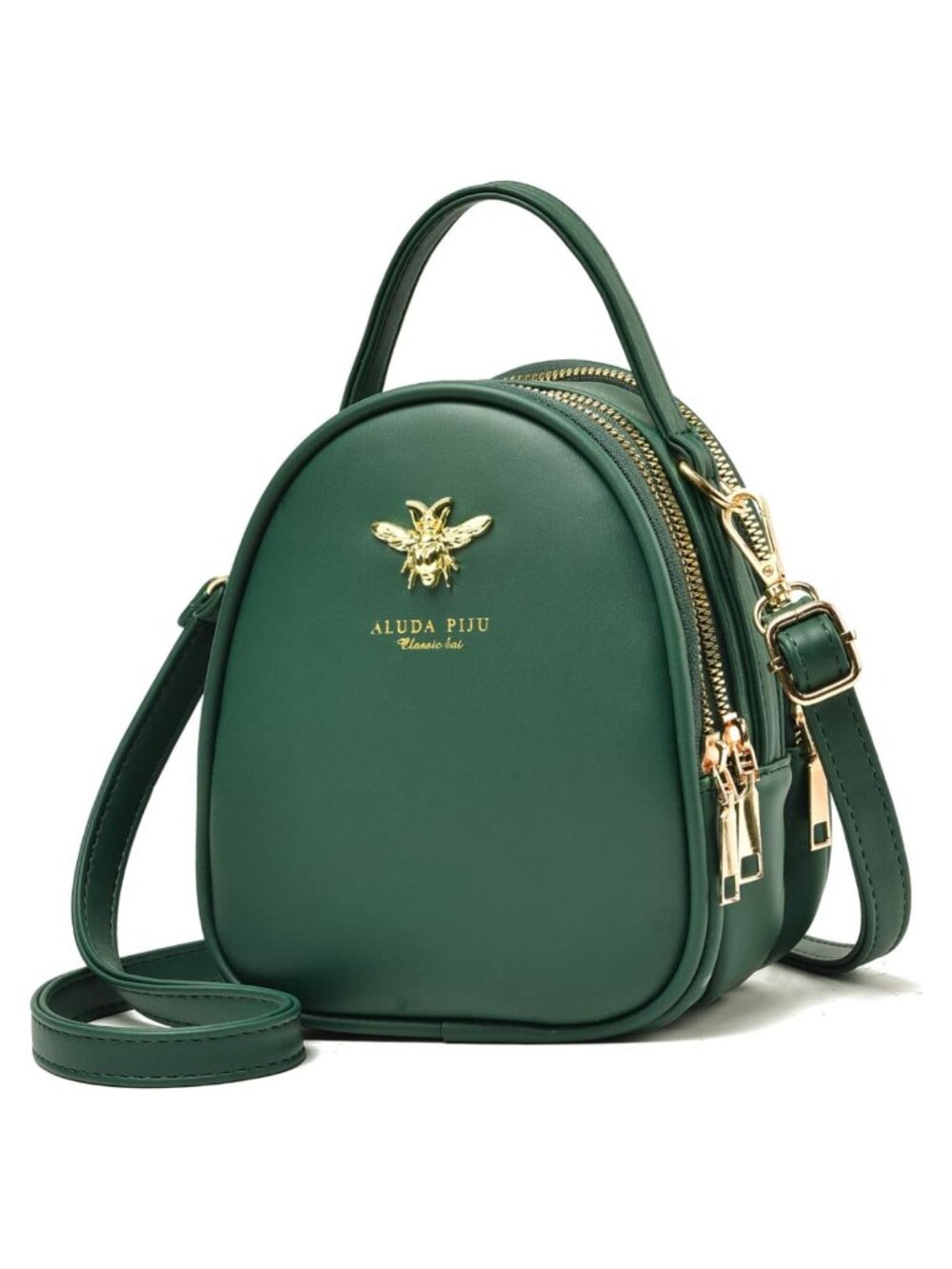 Women's Small Faux Leather Crossbody Bag Multi Zipper Shoulder Purse